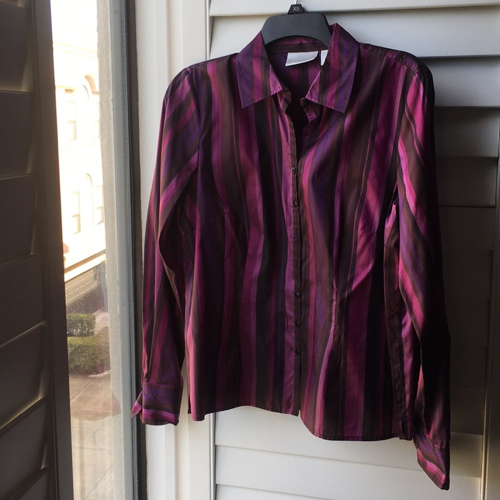 Silk purples/black long sleeve Worthington shirt